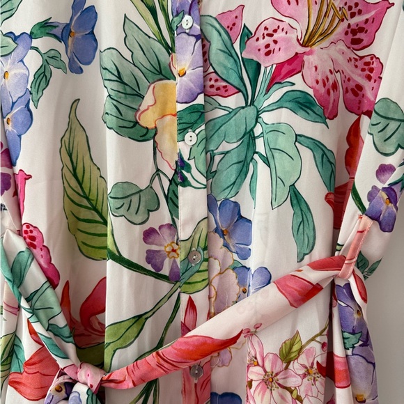 NWT Zara Ladies Multicolor Floral Shirt Dress with Belt Sz XL - Picture 7 of 8